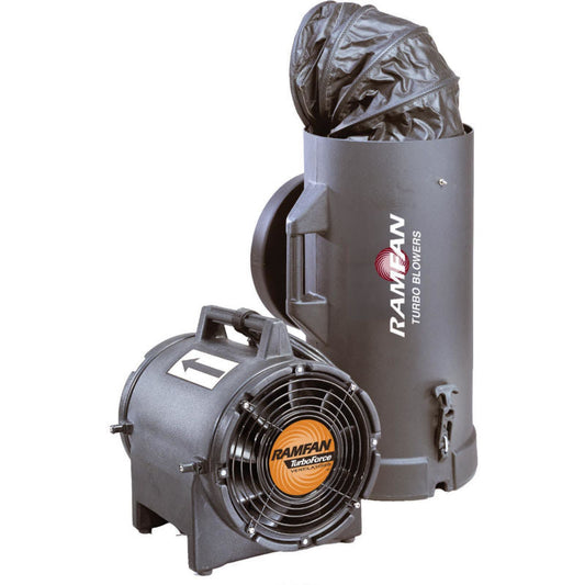 Ramfan 8" UB20xx Intrinsically Safe Blower 230 V With Canister and 15' Duct 1/3 HP 980 CFM